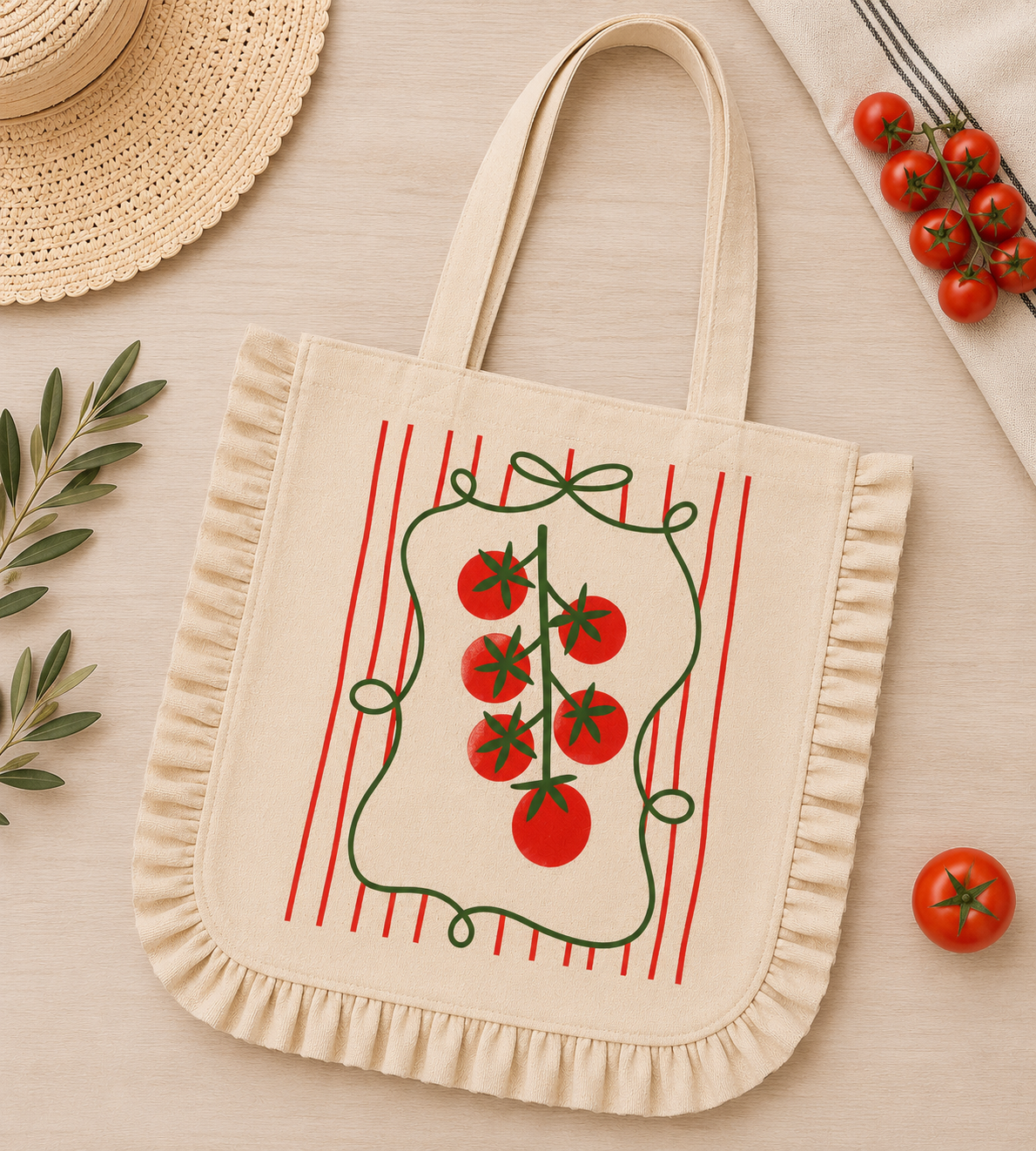 Ruffle Tote - Fresh Tomatoes